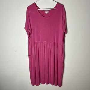 J Jill Womens Dress Petite 3X Pink Scoop Neck Pockets Short Sleeve Rayon 205